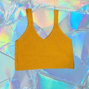 🌵7/$45🌵Mustard Crop Ribbed Basic V-Neck Top
